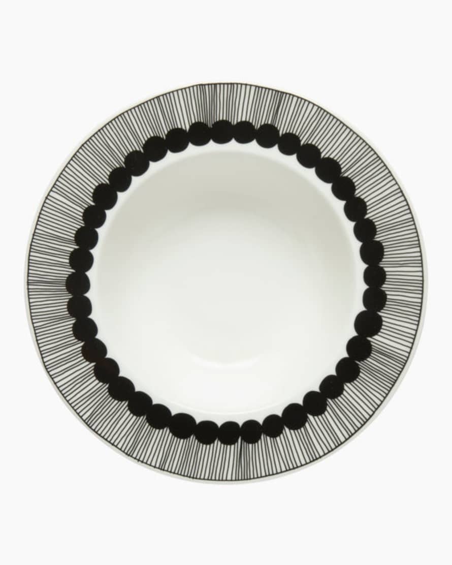 Marimekko Oiva / Siirtolapuutarha deep plate 20 cm white, black