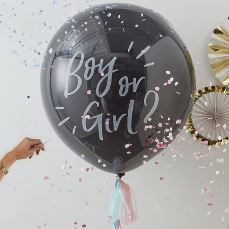 Ginger Ray Giant Gender Reveal Boy Or Girl? Balloon Kit - Oh Baby!