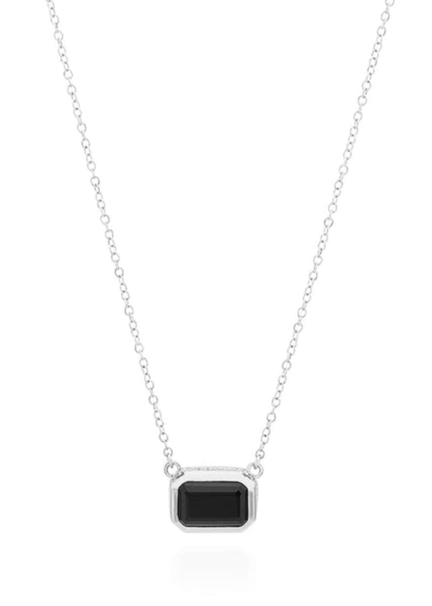 Anna Beck Small Black Onyx Rectangle Necklace - Silver