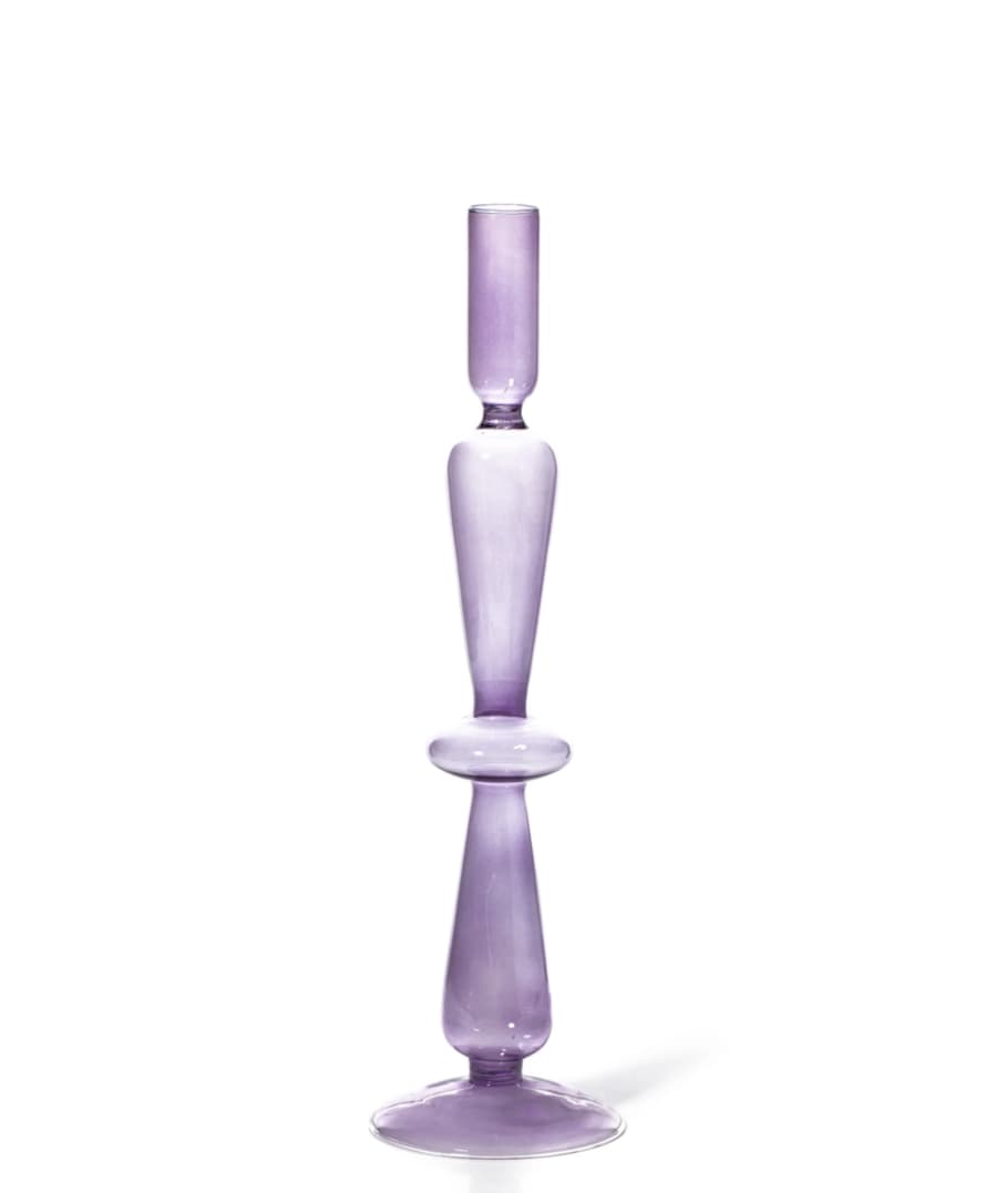 WXY Coloured Glass Candle Holder - Lilac