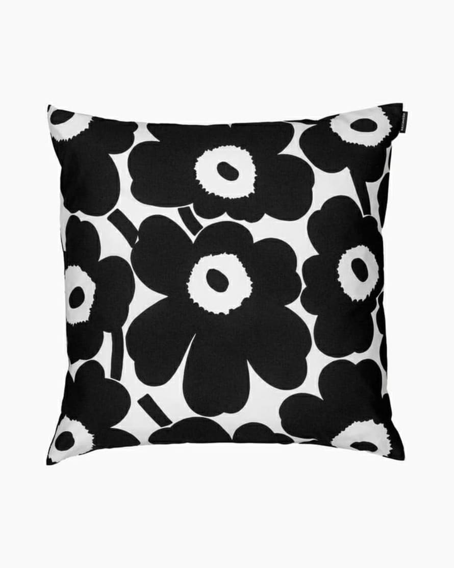 Marimekko Pieni Unikko Cushion Cover Black, White 50 X 50 Cm