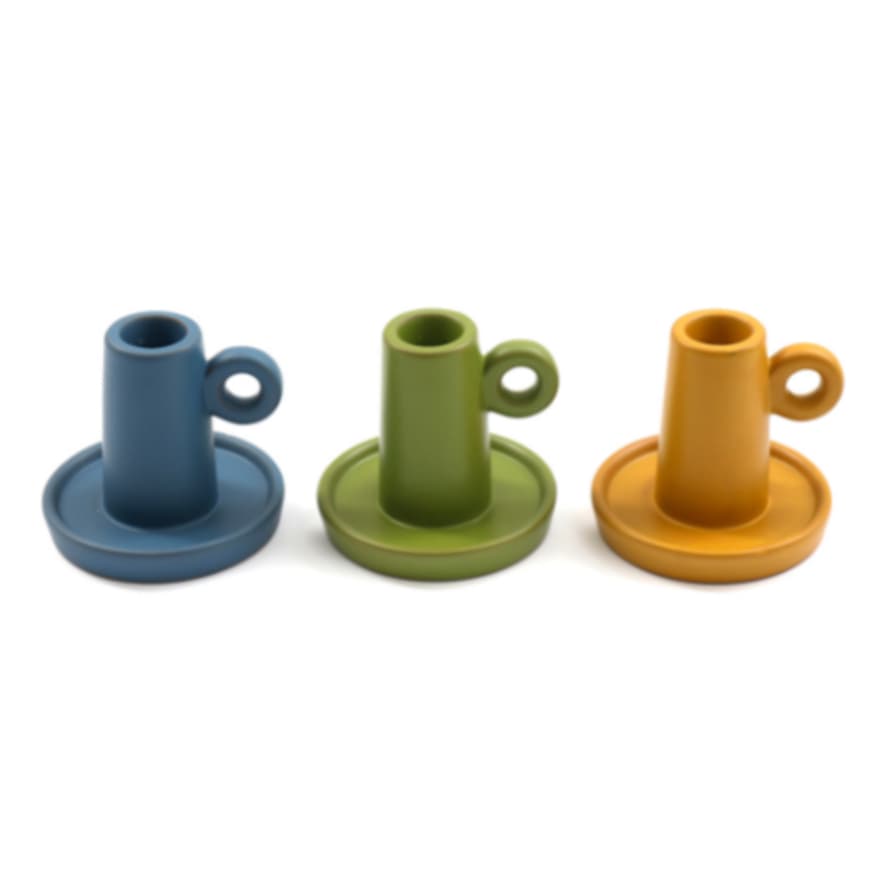 Temerity Jones Sussex Coloured Candle Holder : Blue, Mustard or Green