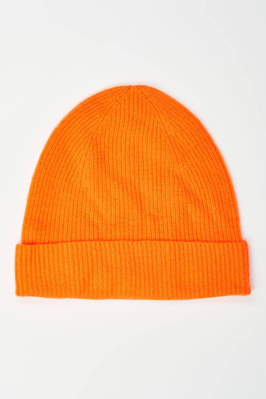 Brodie Cashmere Beths Beanie Hat In Neon Orange
