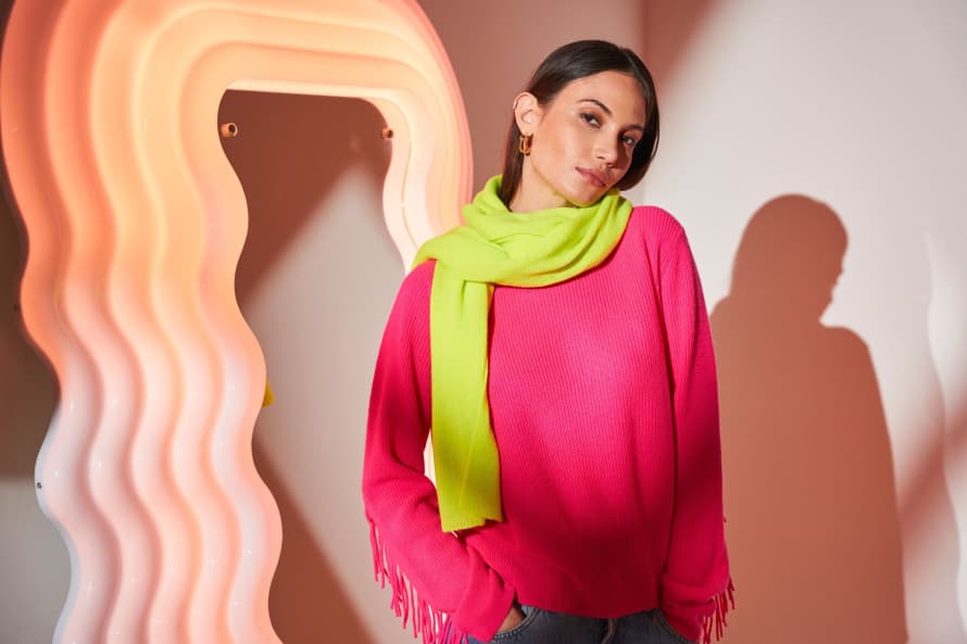 Brodie Cashmere Evie Scarf in Neon Yellow