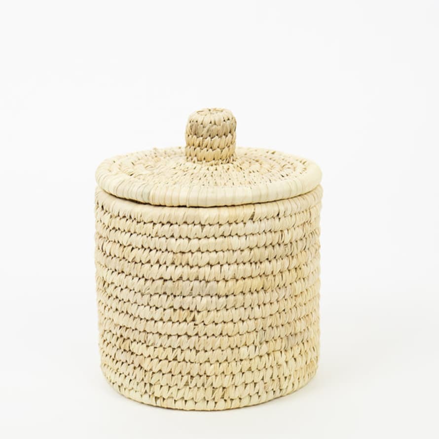 Afroart Small Natural Palm Unit Lid Basket