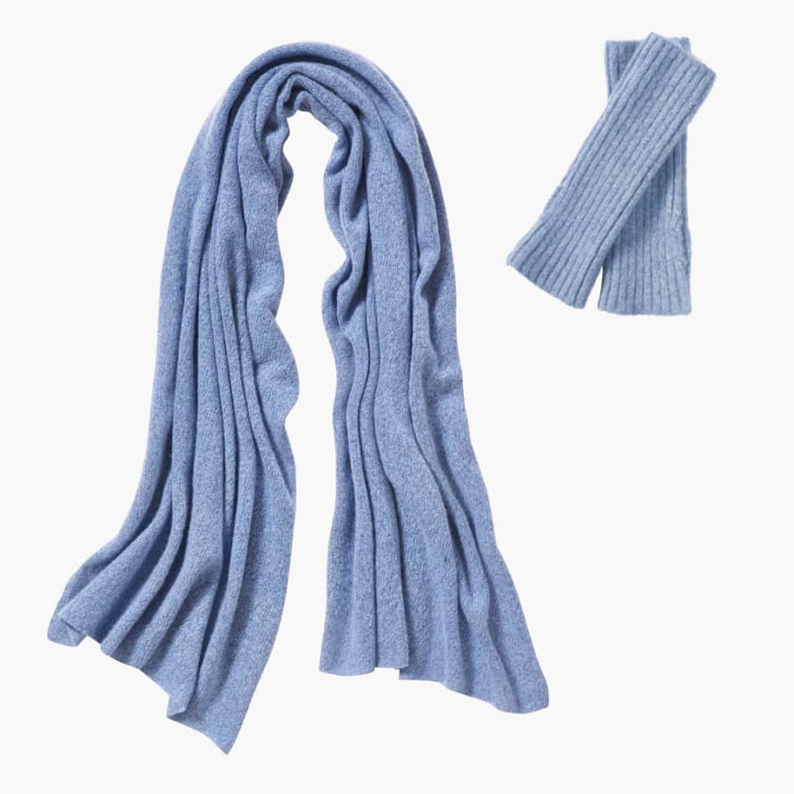 Pur Schoen Mittens Set Made from Cashmere Wool - Ice Blue