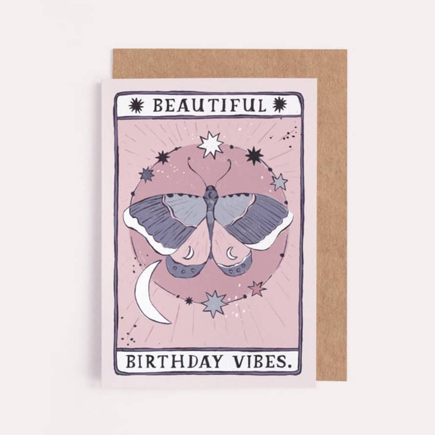 Sister Paper Co Moth Birthday Vibes Card | Birthday Card | Tarot Card