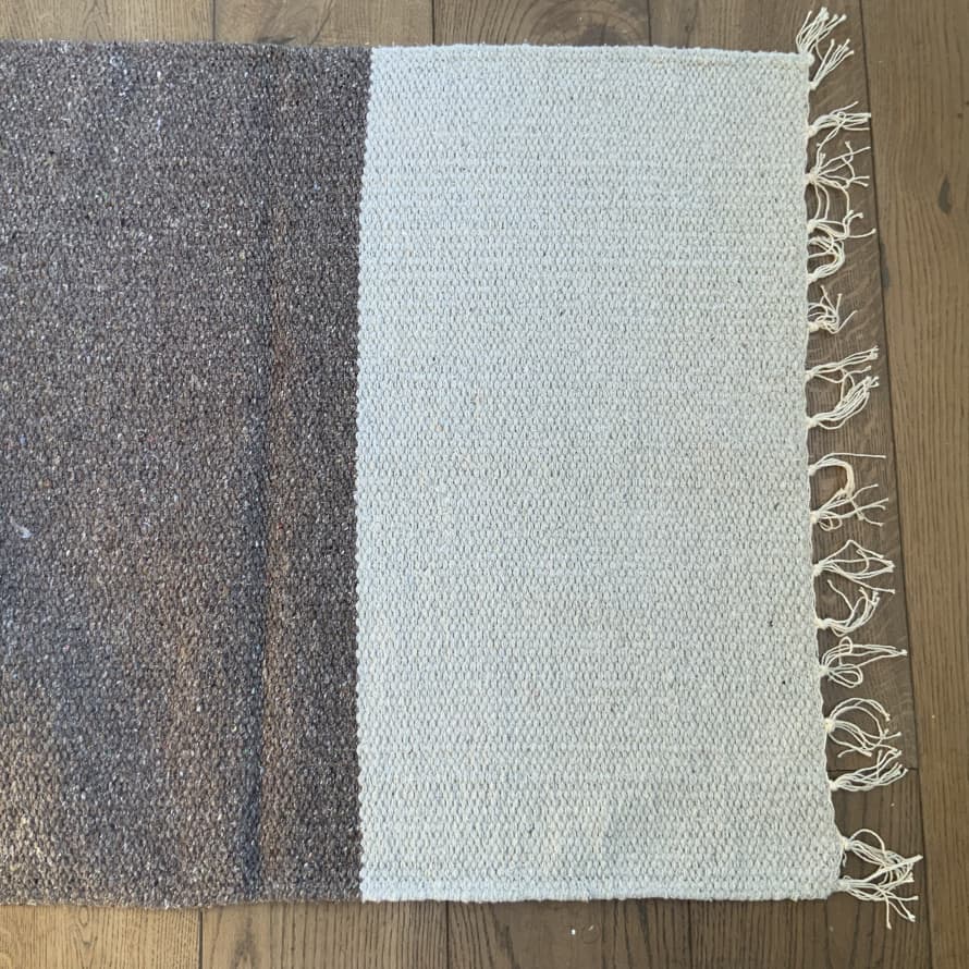 Bill & Edna Eco Cotton Runner Rug in Natural & Chocolate Brown 