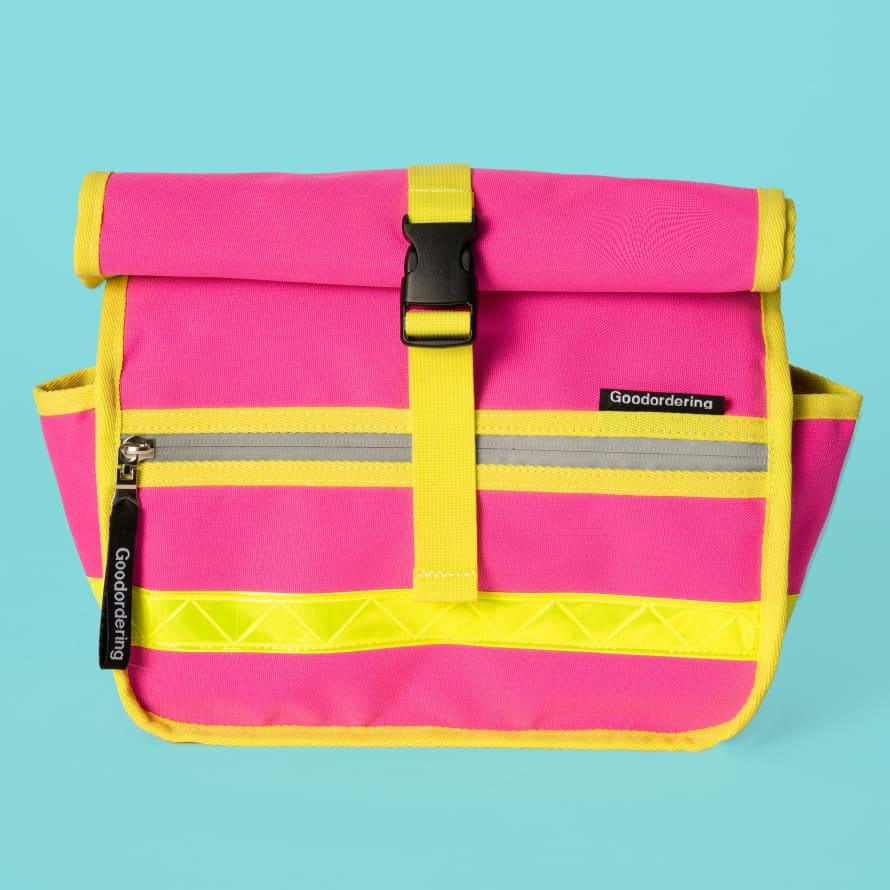 Goodordering Neon Rolltop Handlebar Bag Satchel Pink