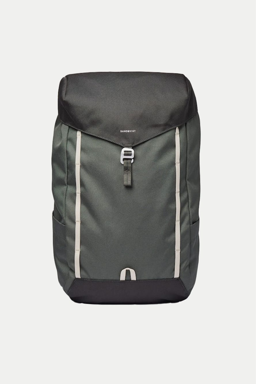 Sandqvist  Green With Grey Webbing Walter Backpack
