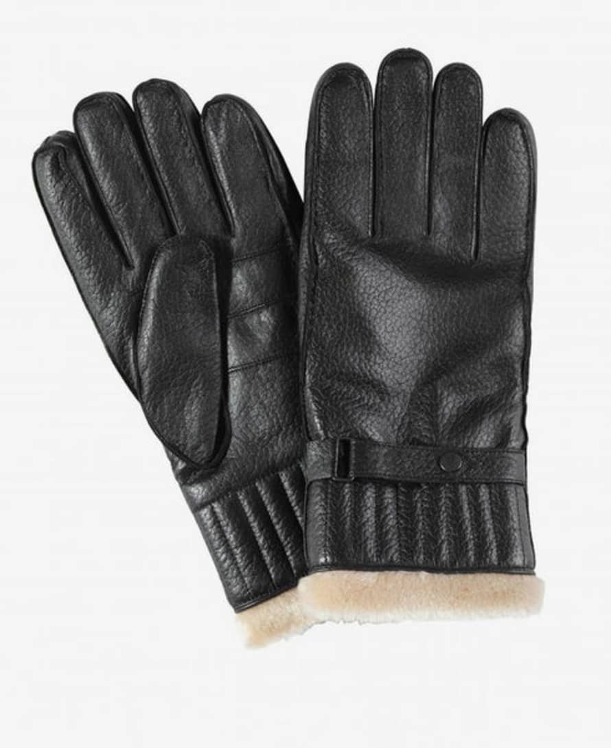 Barbour Black Leather Utility Gloves