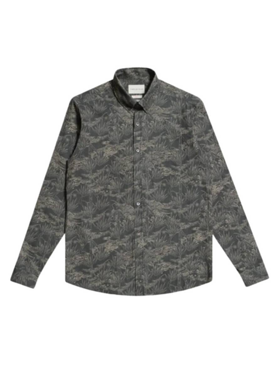 Far Afield Mod Button Down L/s Shirt In Bamboo Black From