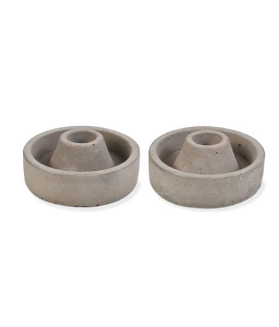 Garden Trading Cement Short Candle Holders - (set Of 2)