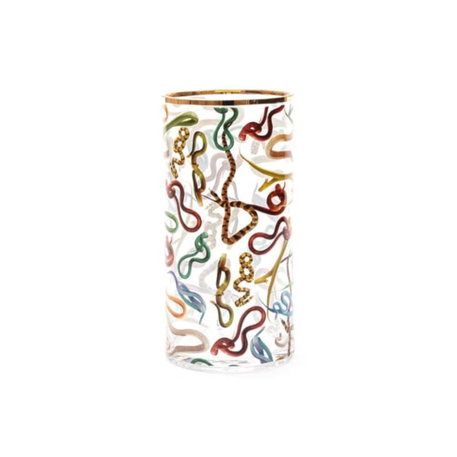 Seletti "vaso In Vetro Toiletpaper Diam. Cm 15 H.30 Snakes Art. 14171"