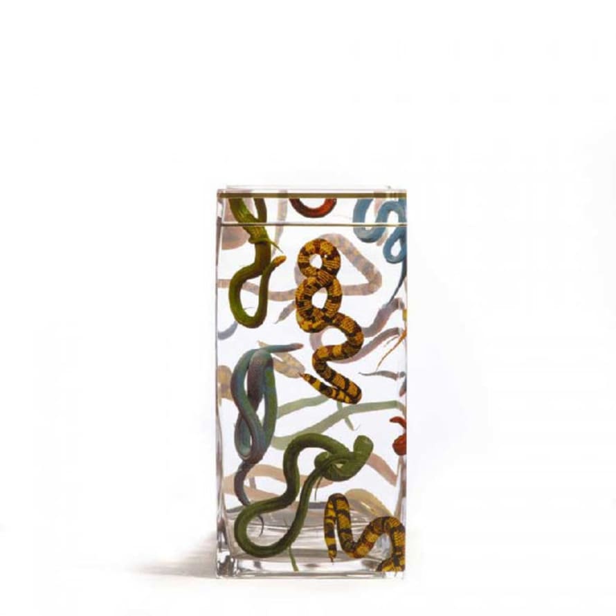 Seletti "vaso In Vetro Toiletpaper Cm.15x15 H.30 Snakes Art. 14151"