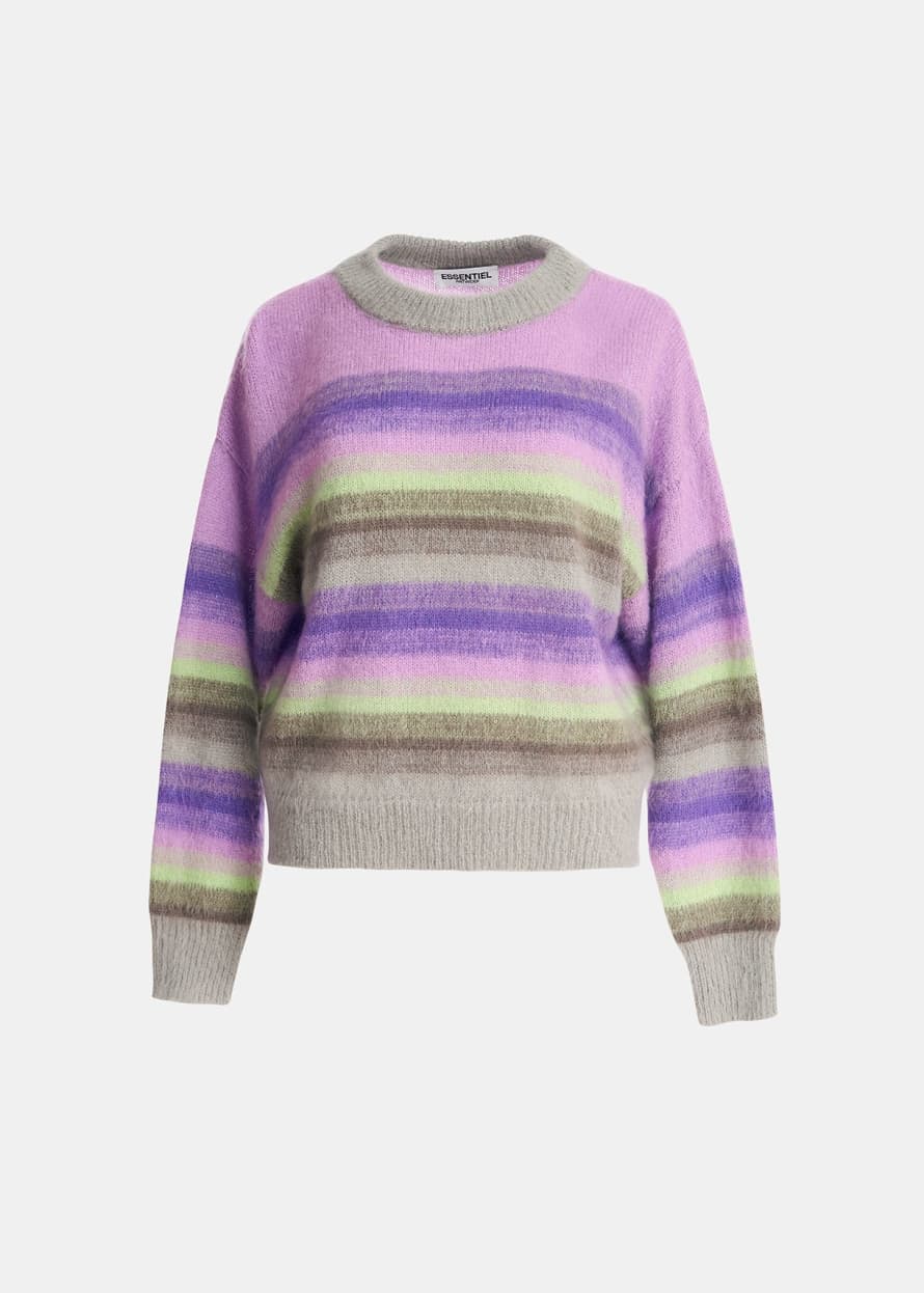 Essentiel Antwerp Purple and Green Como Stripe Sweater