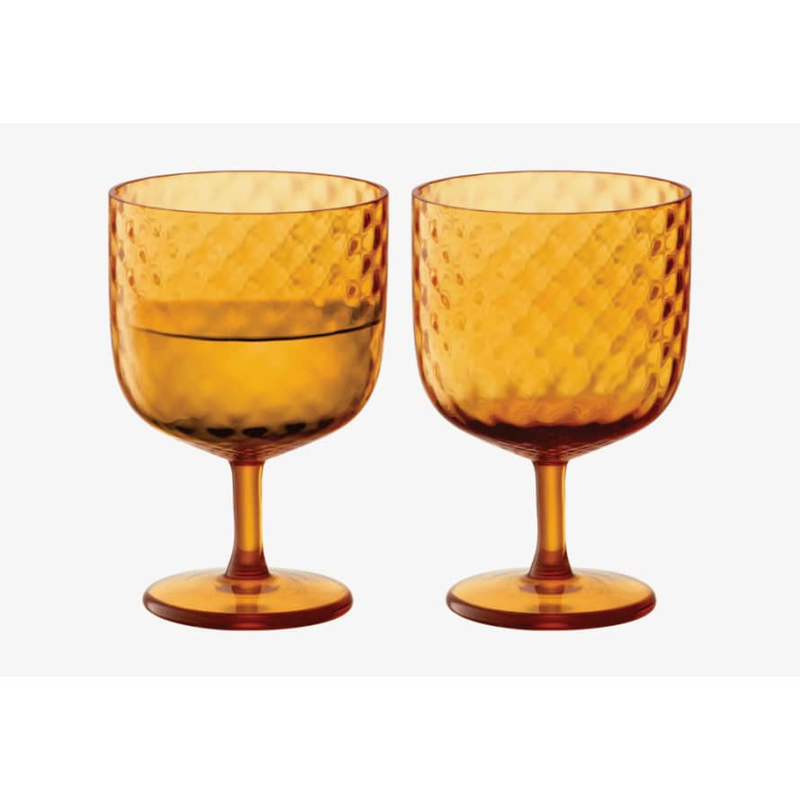 LSA International Set of 2 Sun Amber Dapple Wine Glasses 