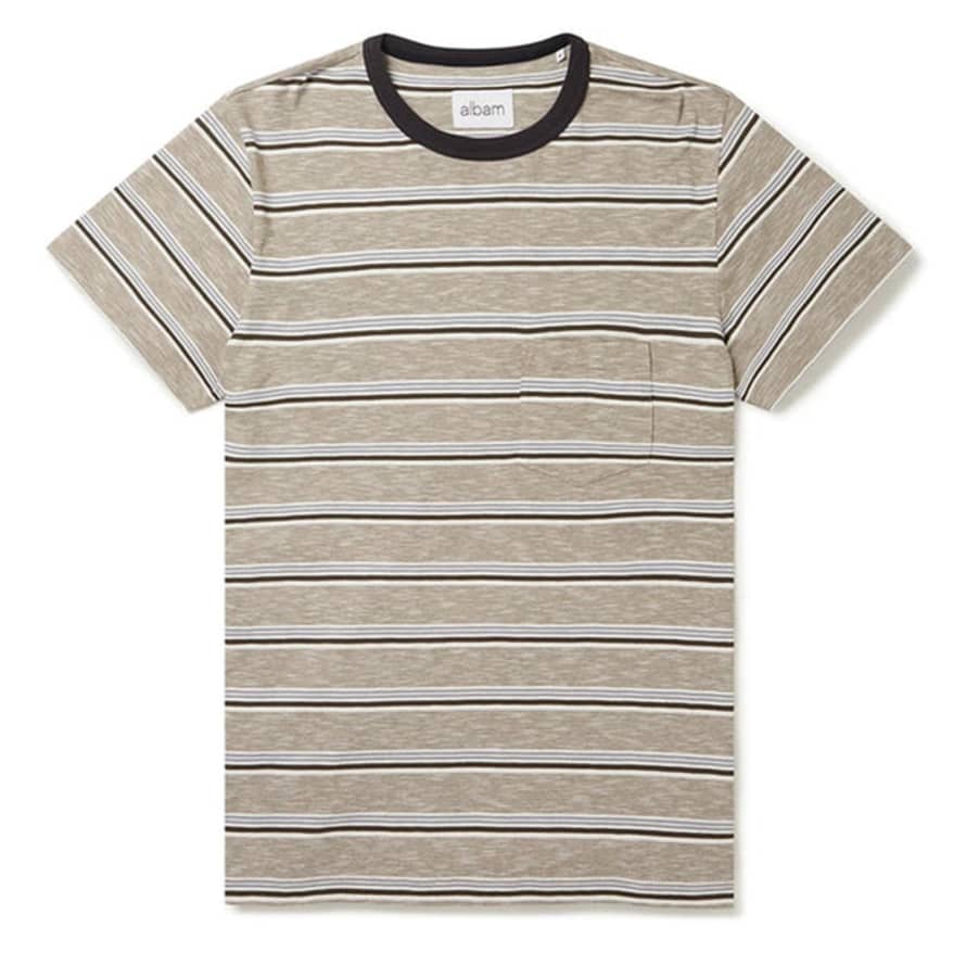 Albam Heritage Stripe T Shirt Mushroom Stripe