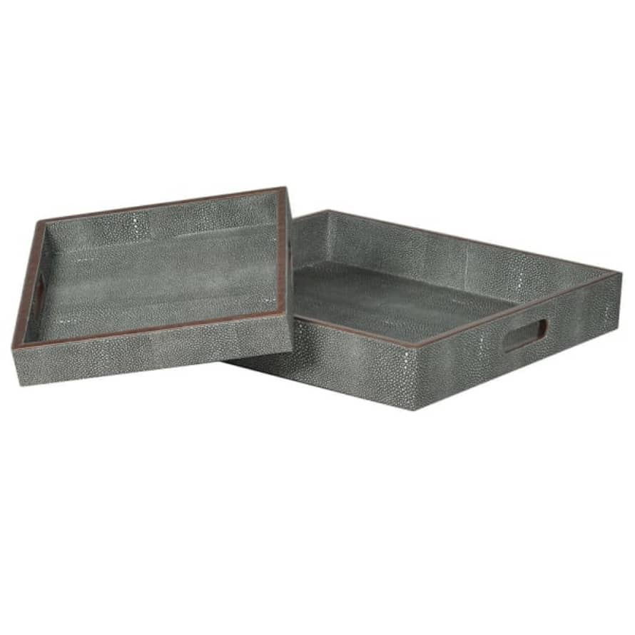 THE BROWNHOUSE INTERIORS Set of 2 Faux Shagreen Trays