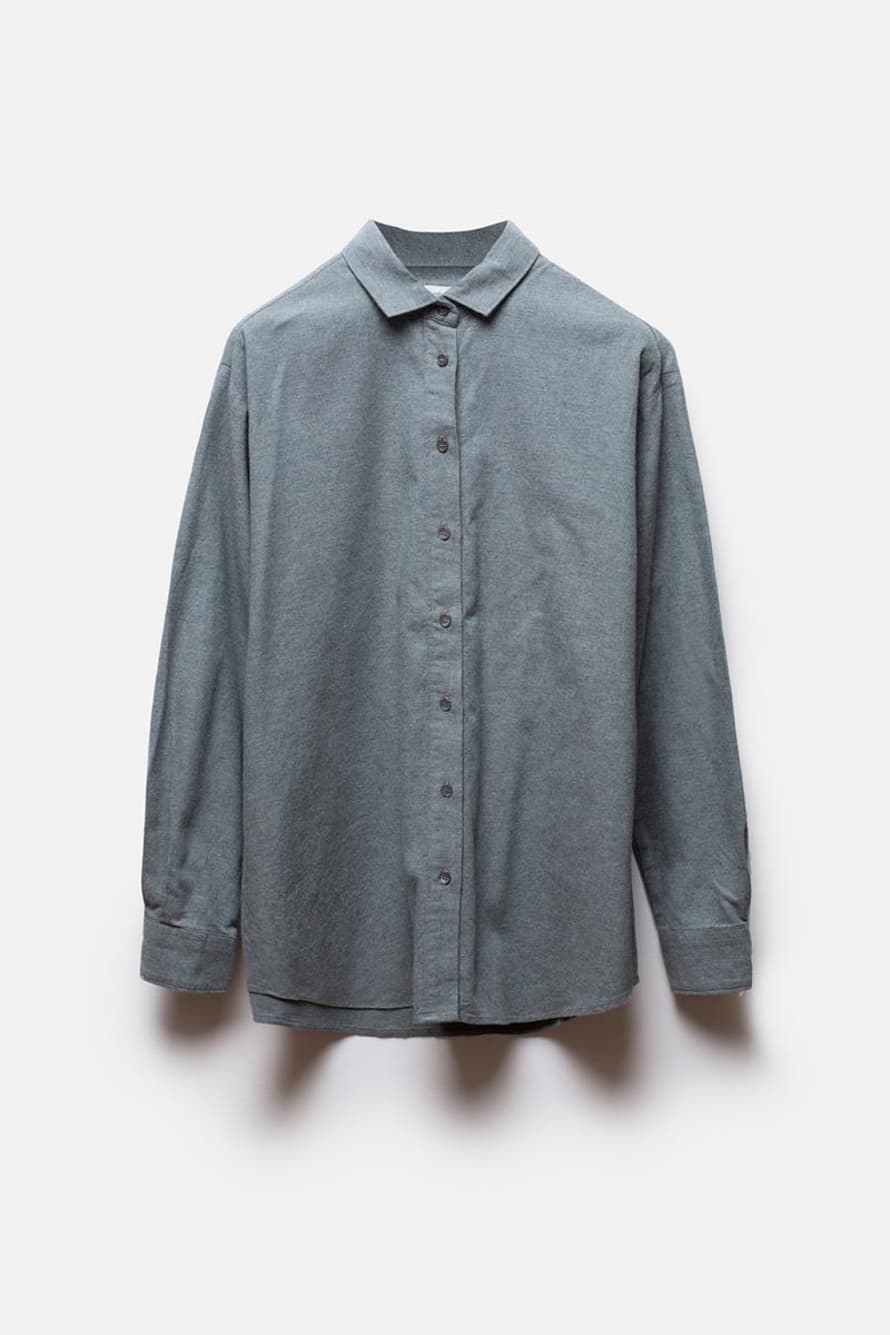 Hartford Brushed Cotton Charlot Shirt - Graphite