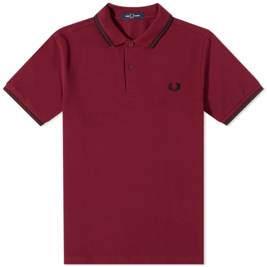 Fred Perry Fred Perry Slim Fit Twin Tipped Polo Tawny Port & Black