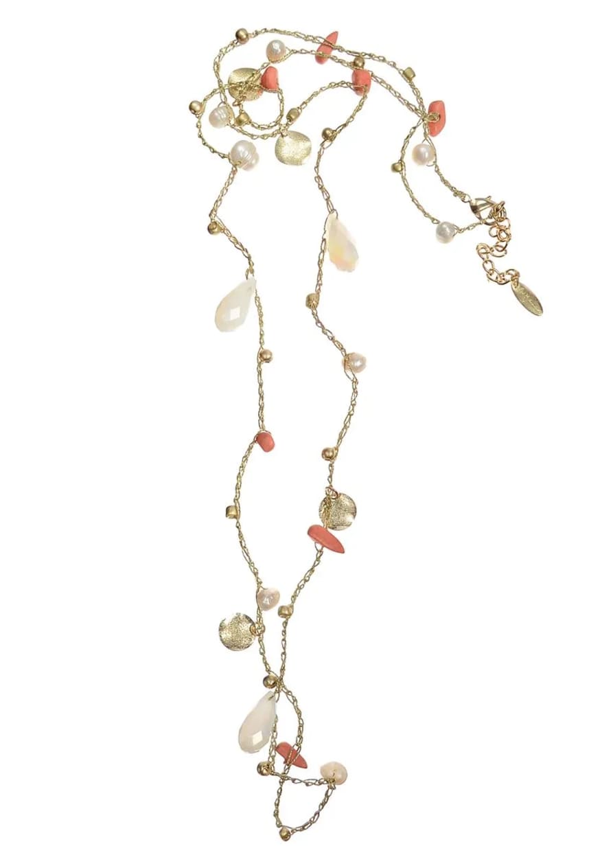 Hot Tomato Gold Pearl and Coral Prospect Necklace