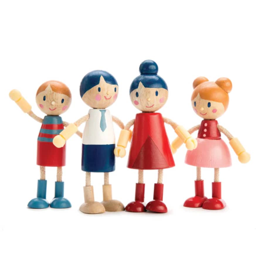 Thread Bear Design Wooden Doll Family Toy Set