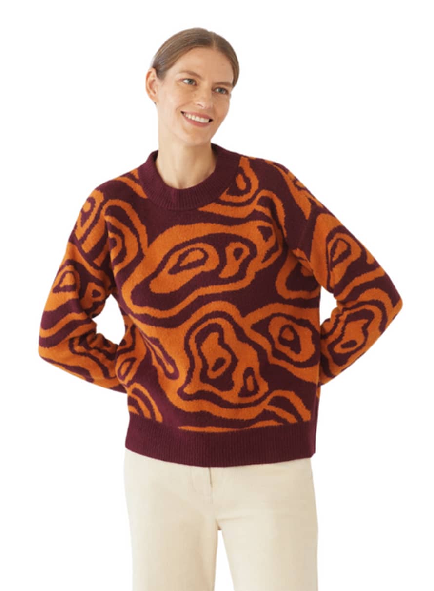 Nice Things Jacquard Sweater Wine Red From