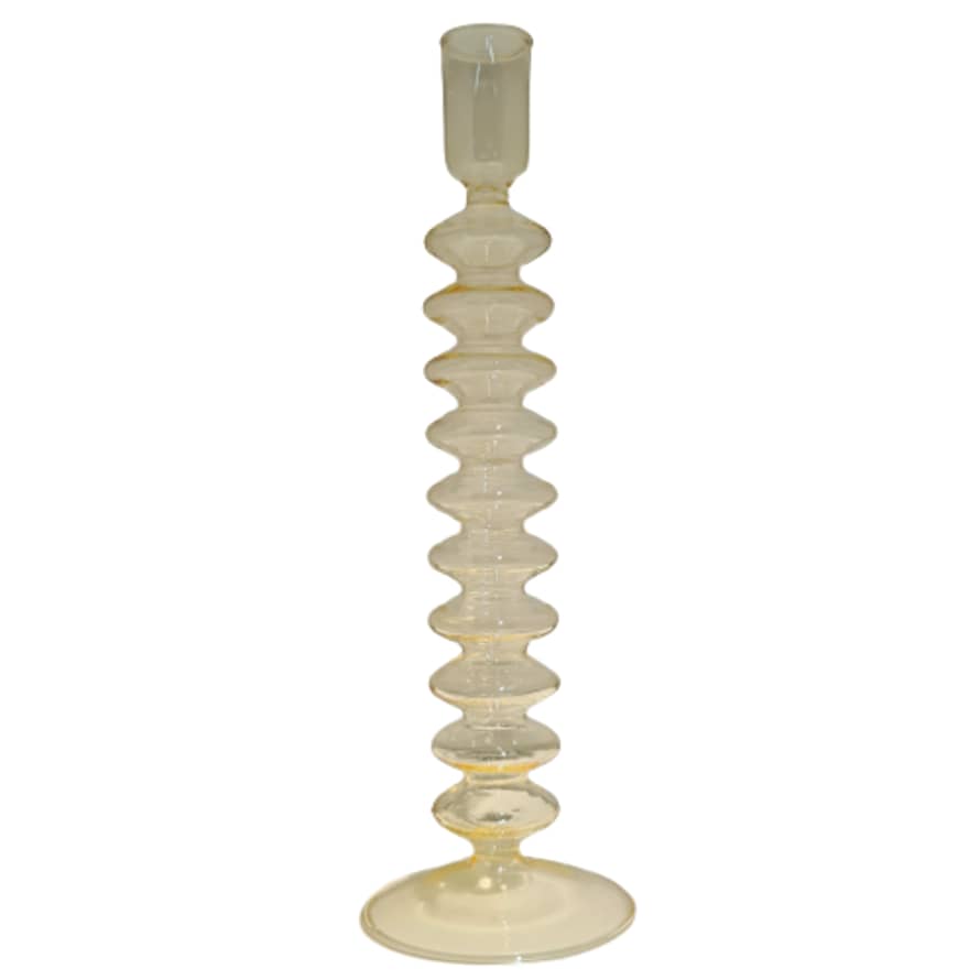 RAVIE Colored Glass Candlestick Yellow Ocean