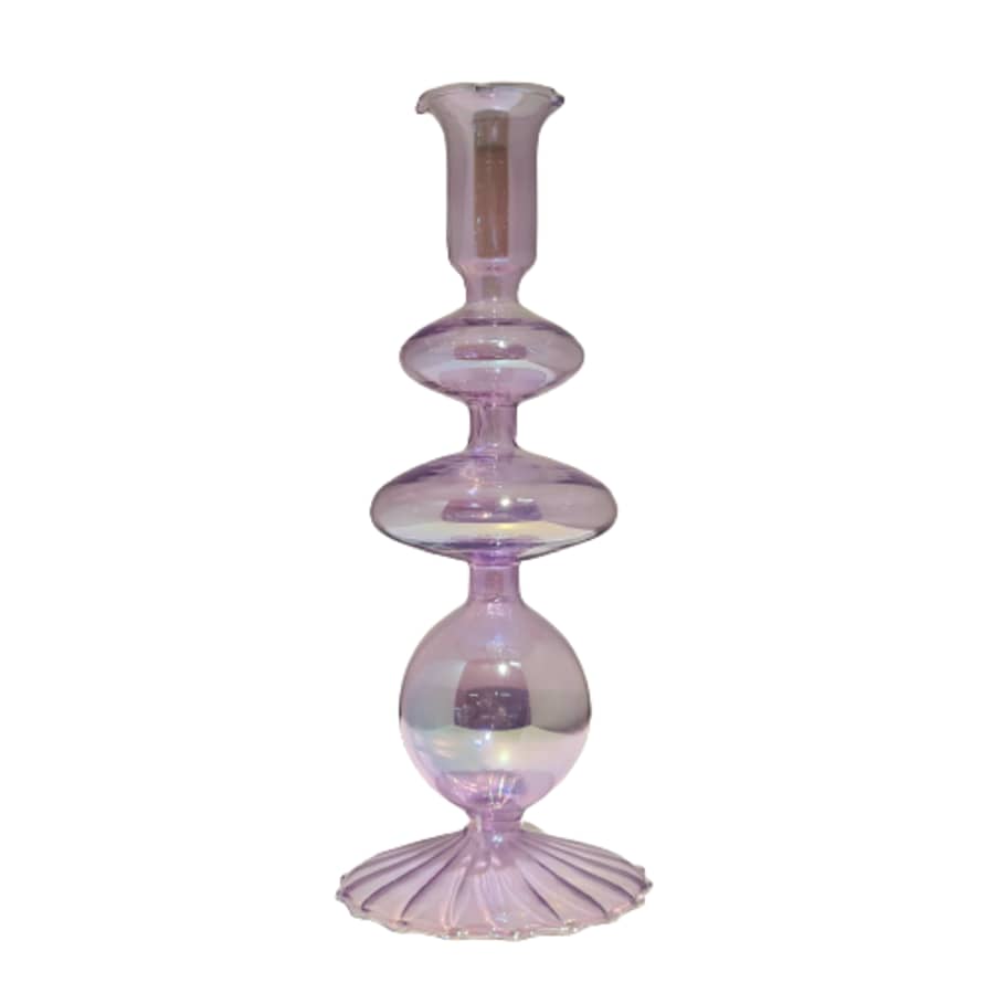 RAVIE Colored Glass Candlestick Purple Mermaid