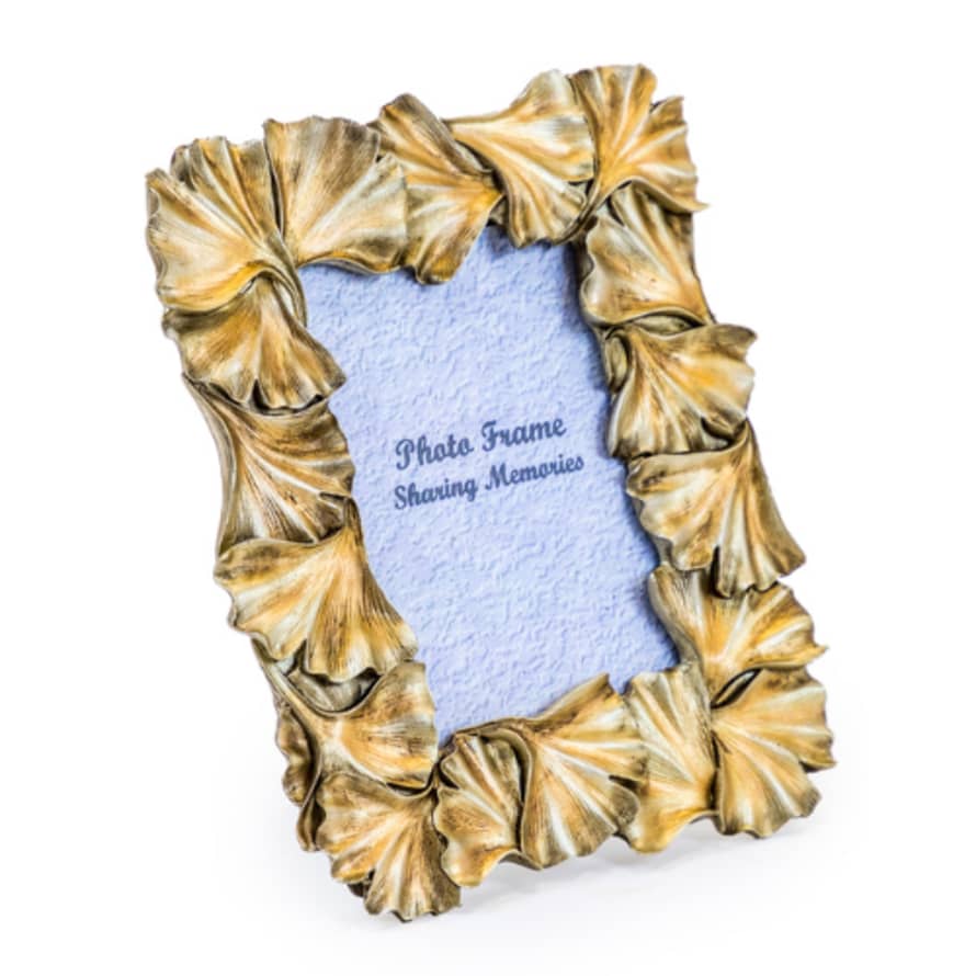 &Quirky Antique Gold Ginkgo Leaf Photo Frame