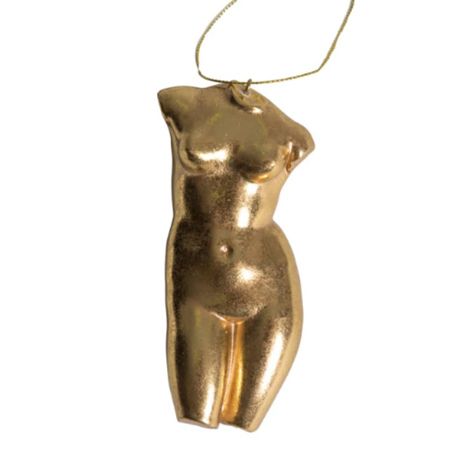 &Quirky Gold Female Torso Hanging Decoration