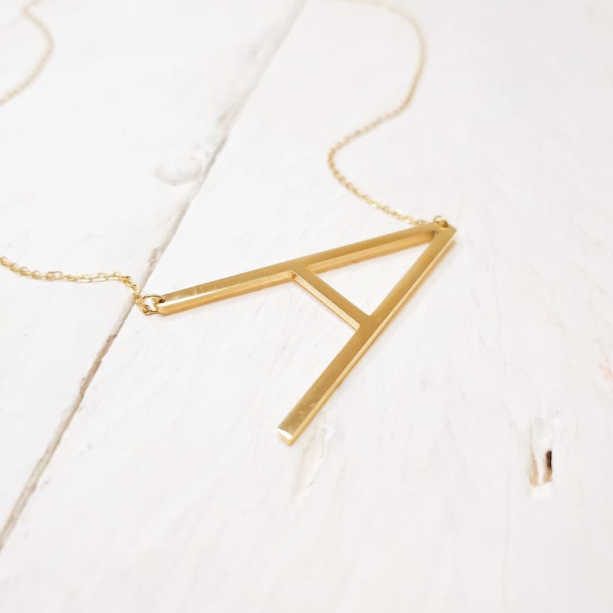 Gold Initial Necklace A
