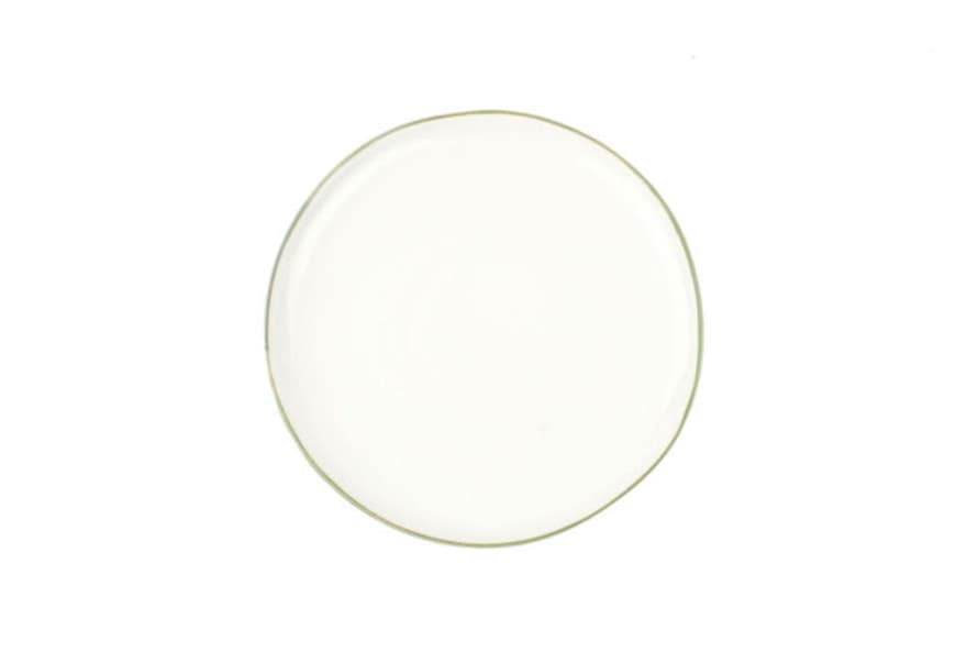 Canvas Home Abbesses Medium Plate Green Rim (set Of 4)