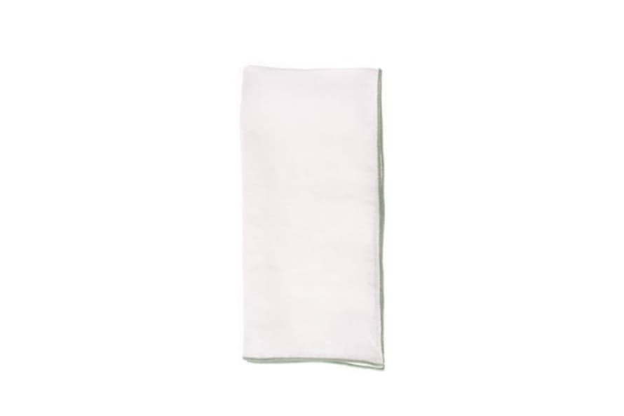 Canvas Home Babylock Linen Napkin In White With Sage (set Of 4)