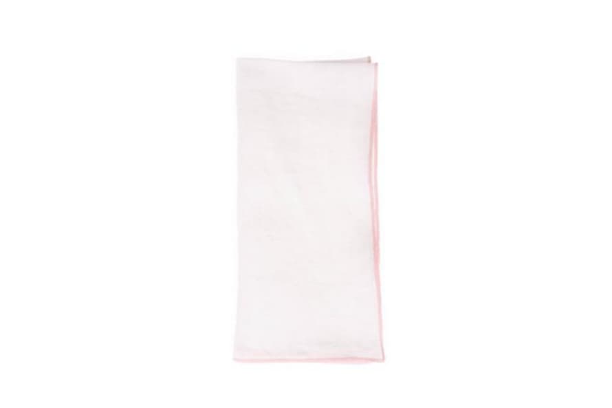 Canvas Home Babylock Linen Napkin In White With Pink (set Of 4)