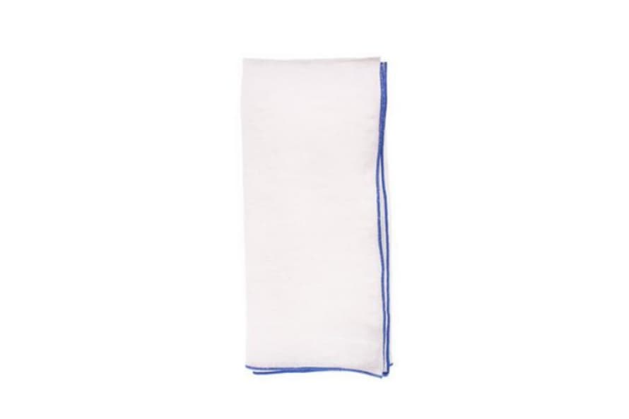 Canvas Home Babylock Linen Napkin In White With Blue (set Of 4)