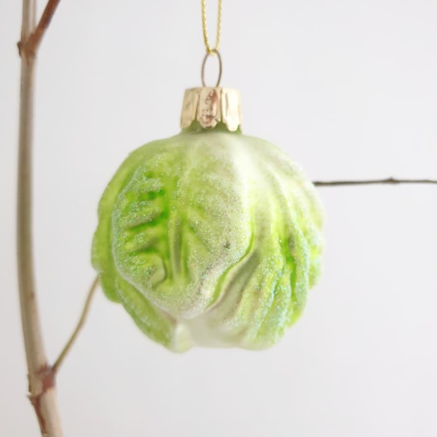 Glass Brussel Sprout Christmas Dec