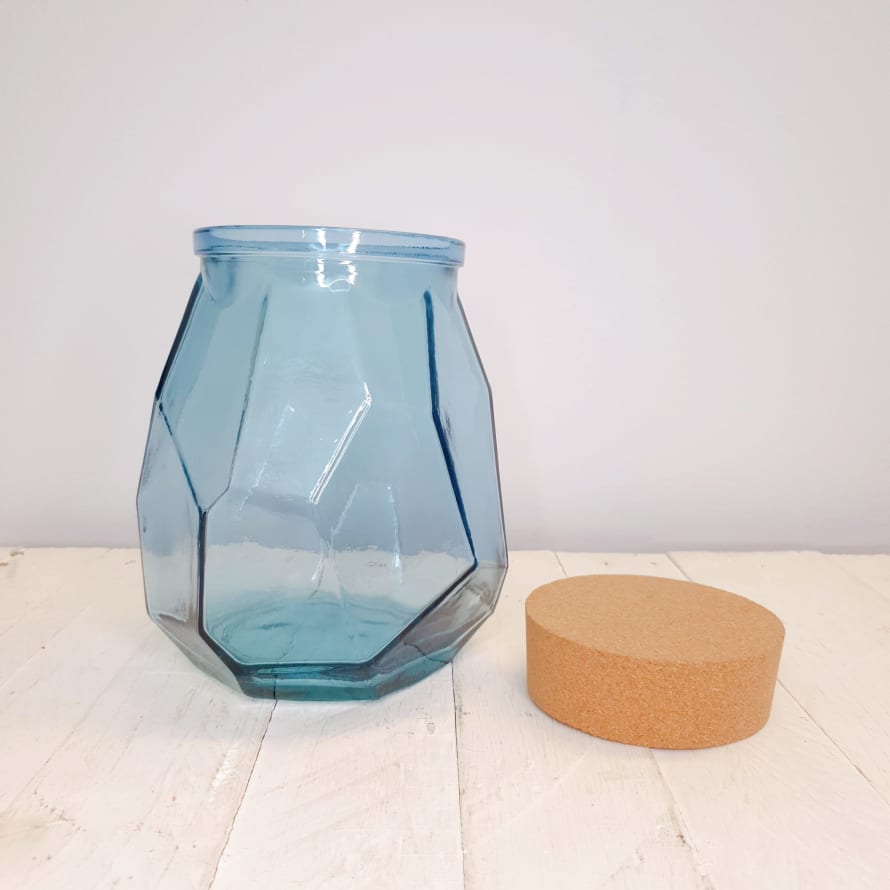 Jarapa Recycled Glass Storage Jar Light Blue