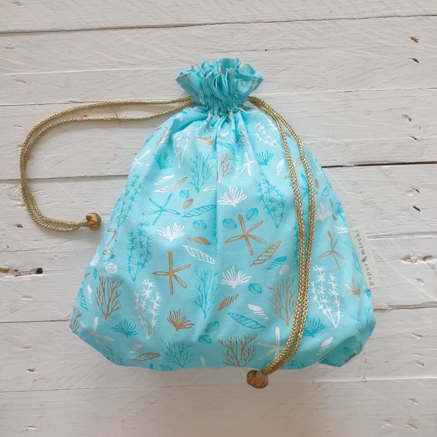 Paper Mirchi Sea Life Fabric Gift Bag - Large