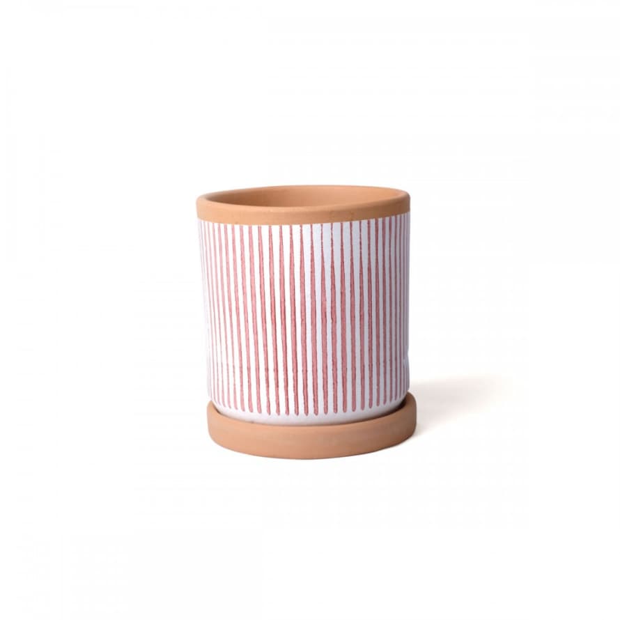 casa atlantica Terracotta Red Vertical Lines XS with saucer