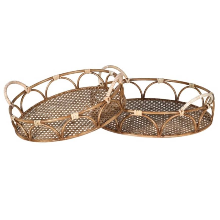 THE BROWNHOUSE INTERIORS Set-of-2 natural rattan trays