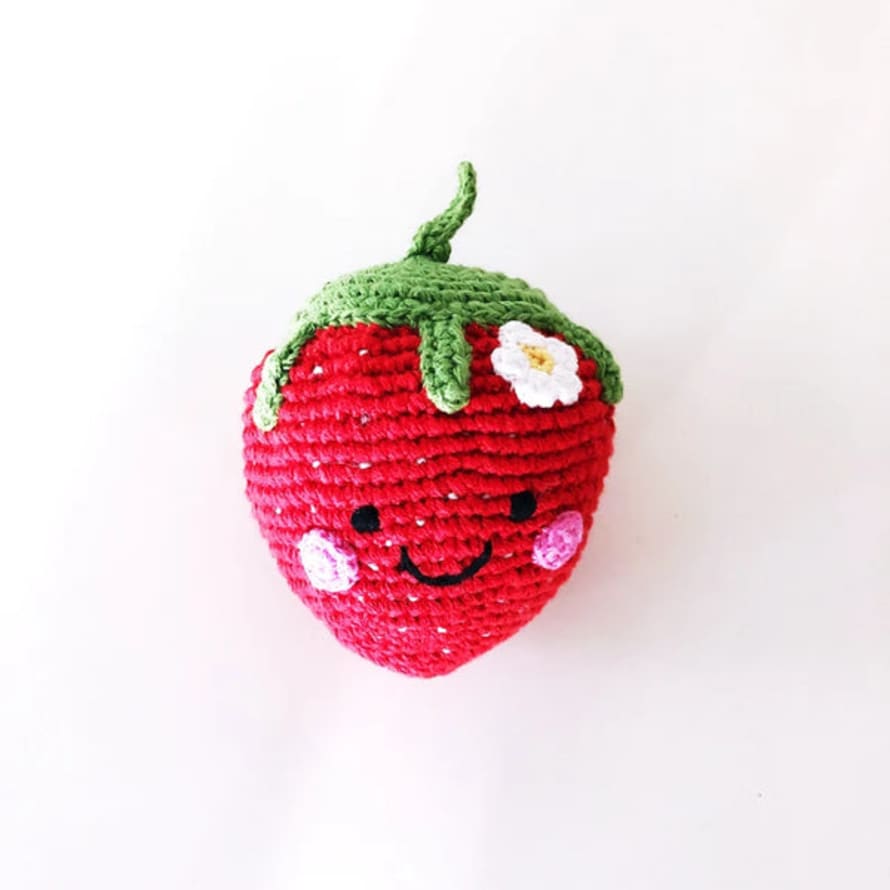 Lark London Pebble Knitted Strawberry Rattle