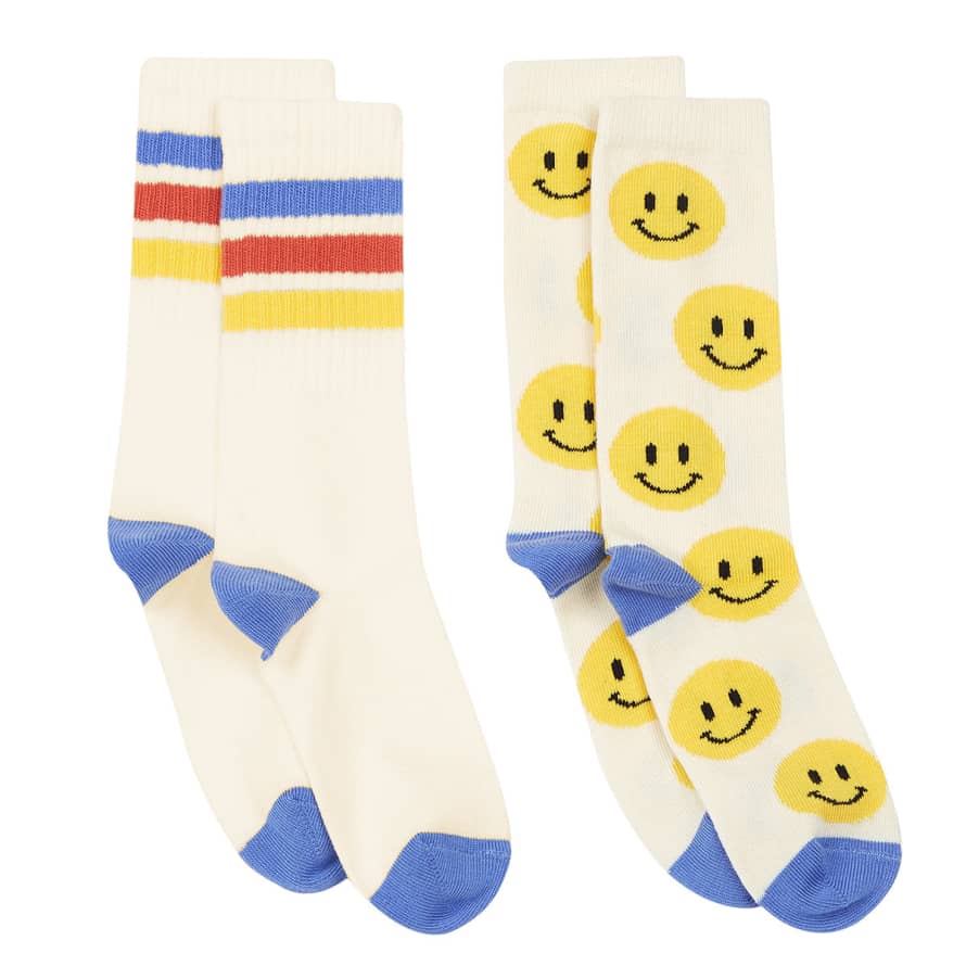 Hundred Pieces Hundred Pieces 2 Pairs Of Socks - Happy & Stripes