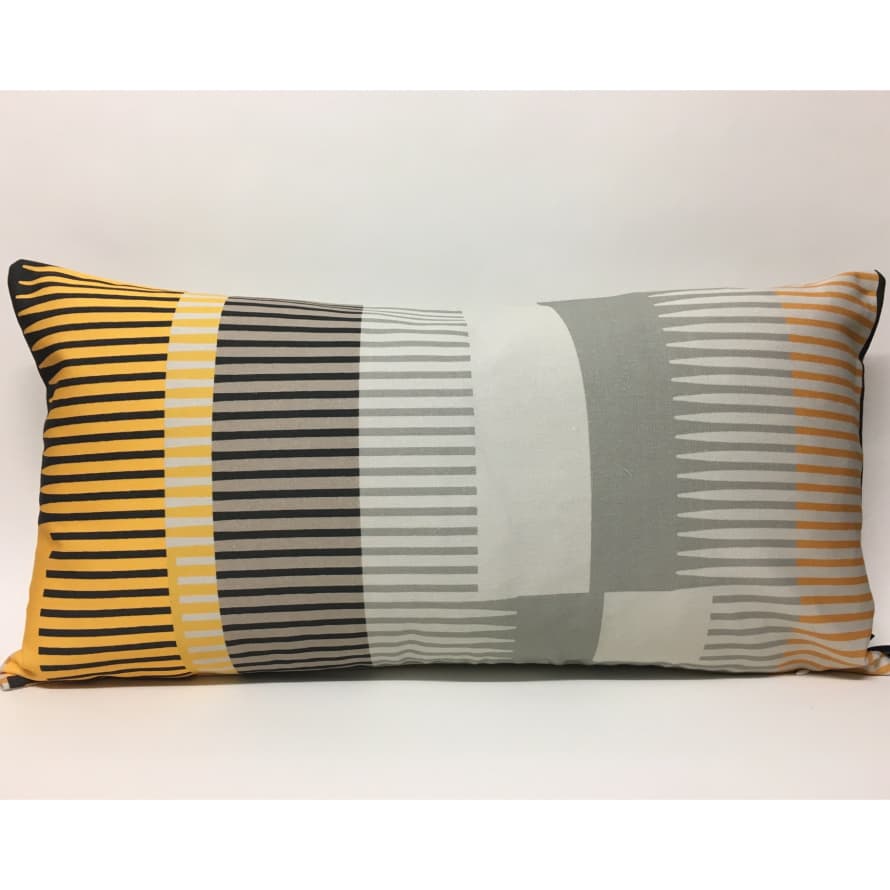 Sharonjane Yellow and Black Combed Stripe Cushion