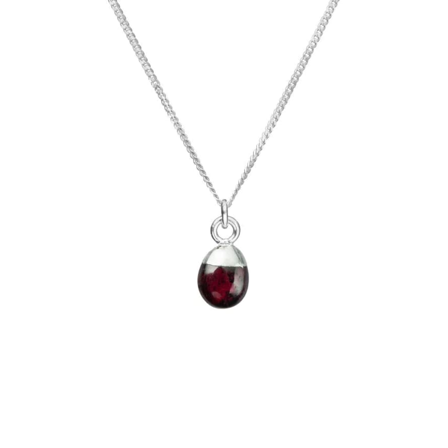 Decadorn  Ruby Tiny Tumbled Silver Necklace