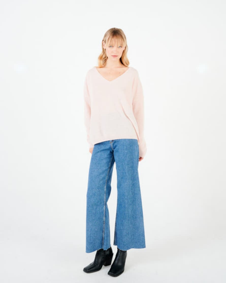 Absolut Cashmere Angèle 100% Cashmere V-neck Oversized Sweater - Blush