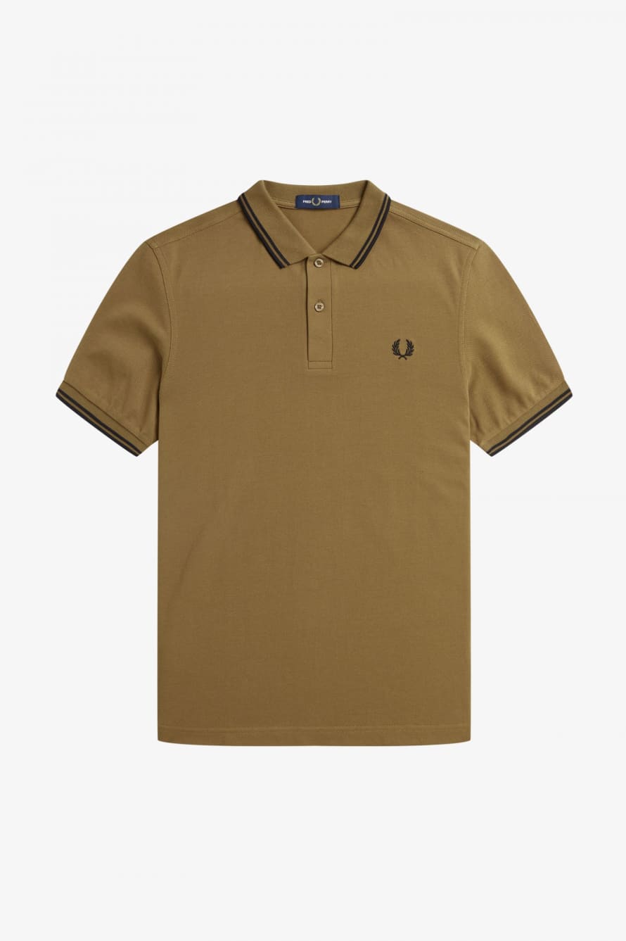 Fred Perry Fred Perry Slim Fit Twin Tipped Polo Shaded Stone / Black / Black