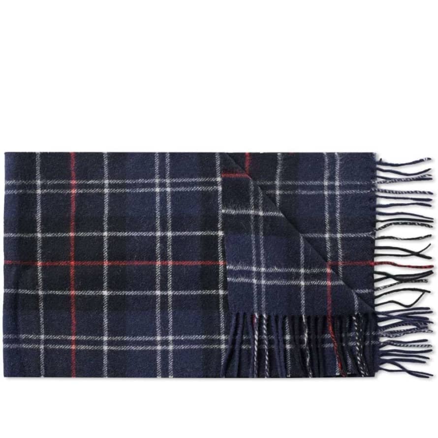 Barbour Tartan Lambswool Scarf Navy - Red - One Size
