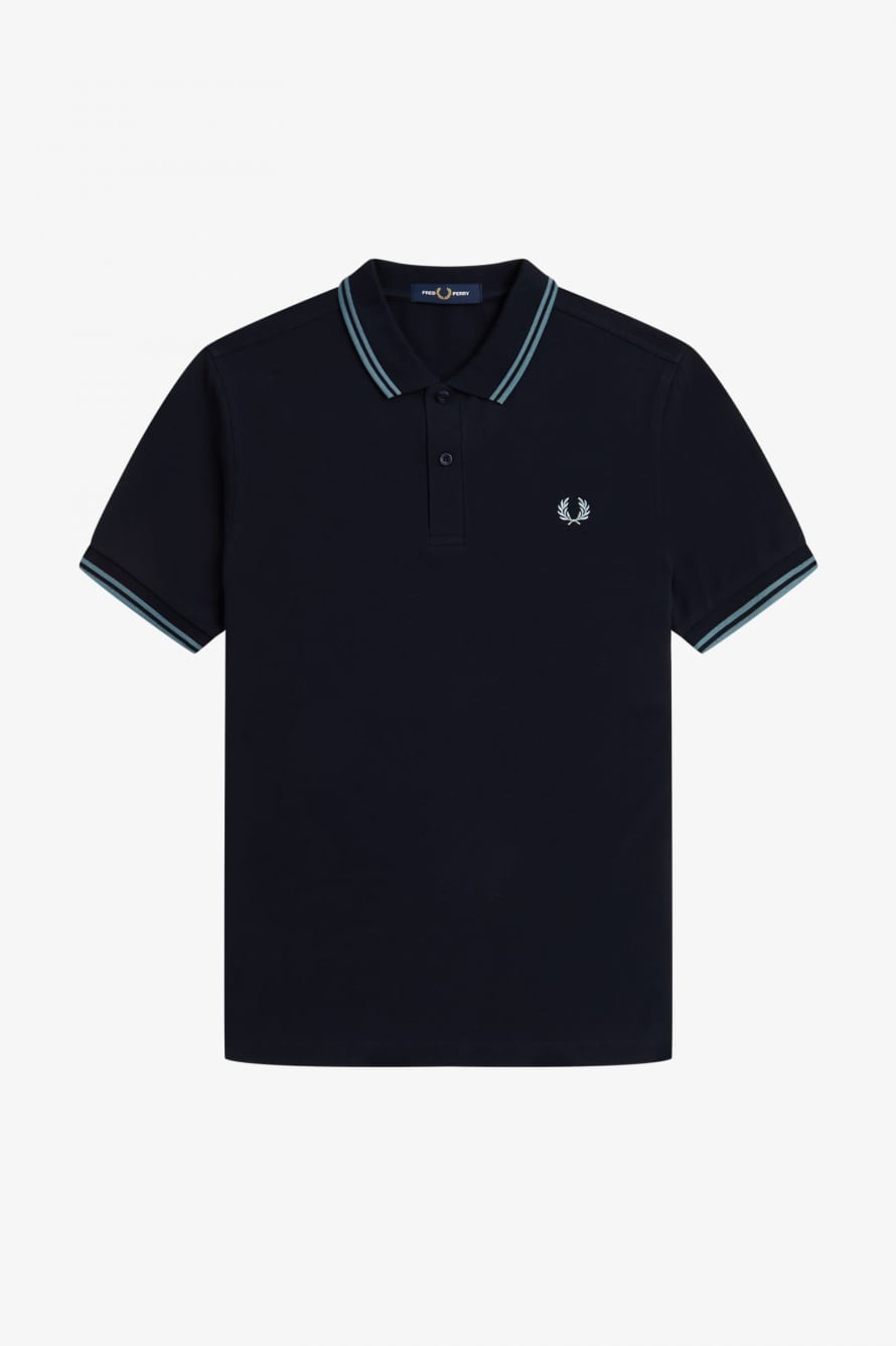 Fred Perry Fred Perry Slim Fit Twin Tipped Polo Navy / Silver Blue / Silver Blue